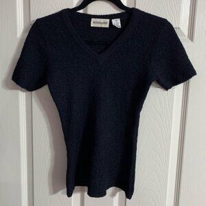 VTG Accomplice Black V-Neck Sweater Top - medium
